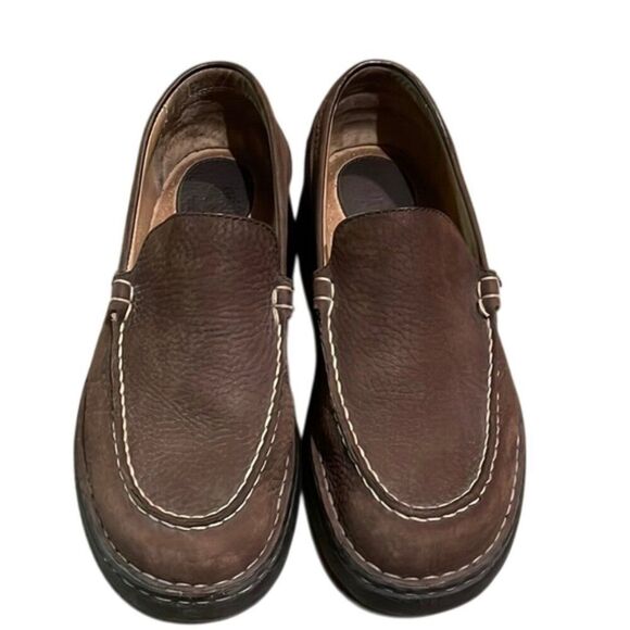 Born Brown Leather Casual Moc Toe Slip On Loafer Shoes Men' Size 10 B6365 - Picture 1 of 15